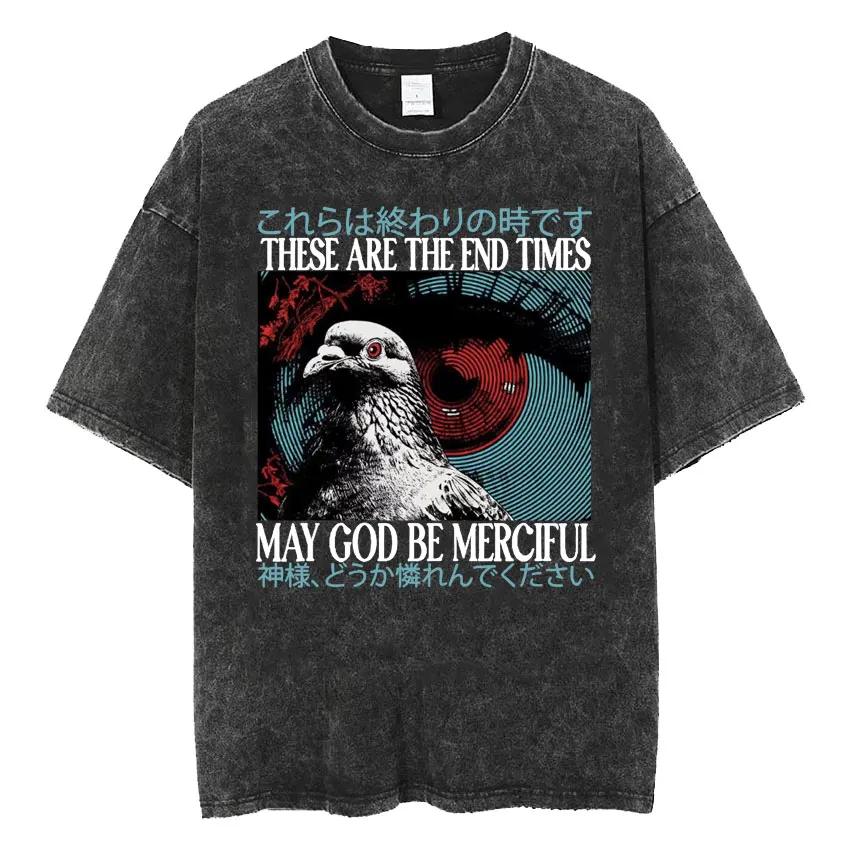 New Arrival Mens Clothes Tee Shirt Homme Graphic TShirts Men Amare Box No Thoughts Head Empty Japanese Funny Capybara Washed