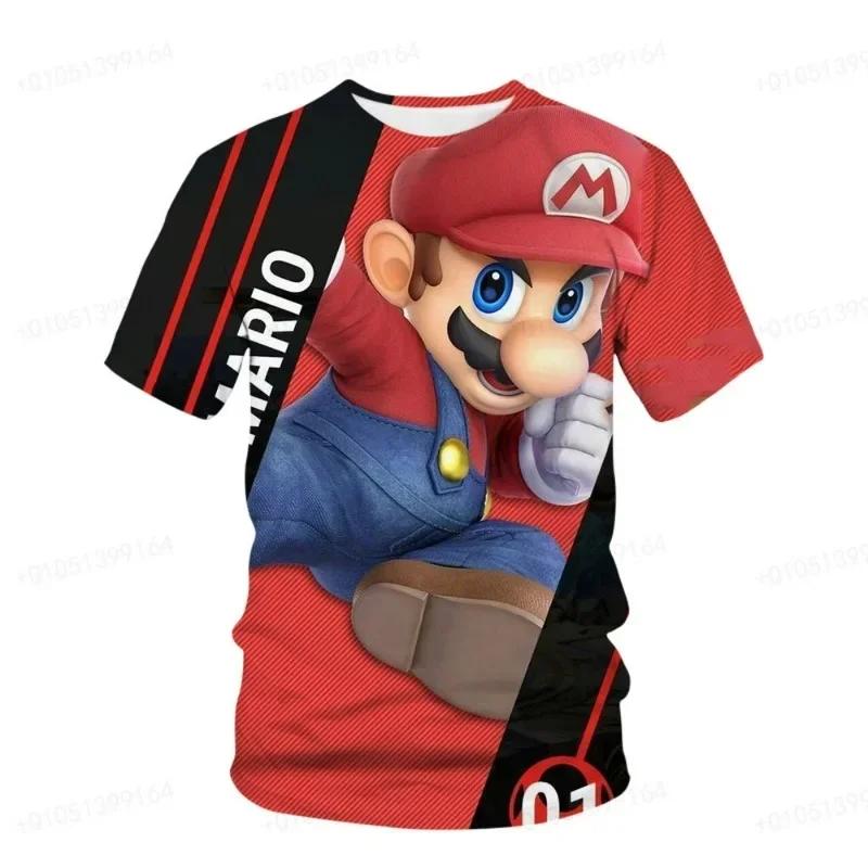 Camisetas de Moda de Manga Corta para Niños con Estampado 3D de Super Mario de Cuello Redondo - Tejido de Poliéster Suave de Elasticidad Media Ropa de Verano de Corte Relajado