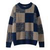 Wool Plaid Crew Neck Knitwear: 2025 Autumn/Winter Loose Pullover - Warm & Slimming Sweater