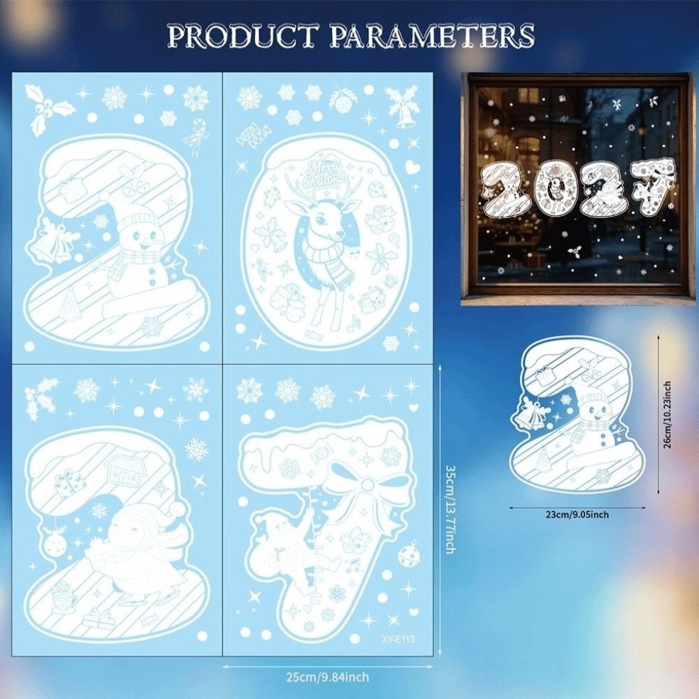 Waterproof 2027 Static Cling Decal Removable Static Xmas Party Door Stickers Festive Decorations