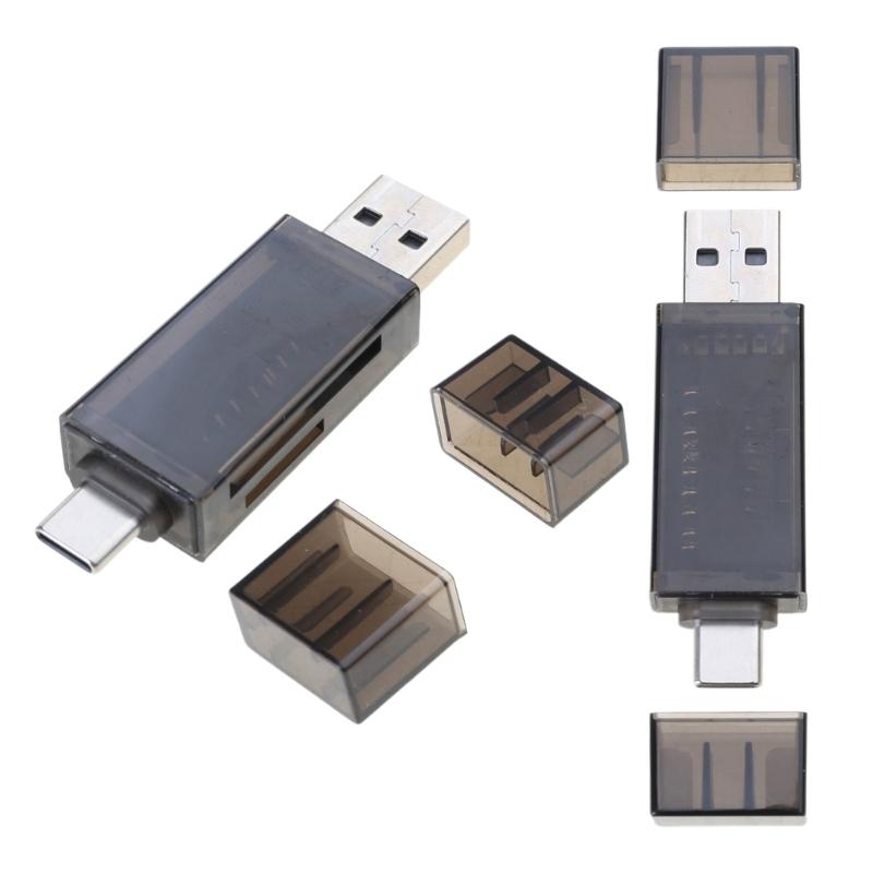 Portable USB 3.0 Card Reader Supports SDTF Cards with Two Slots and Type C Interfaces for Fast Data Transfer