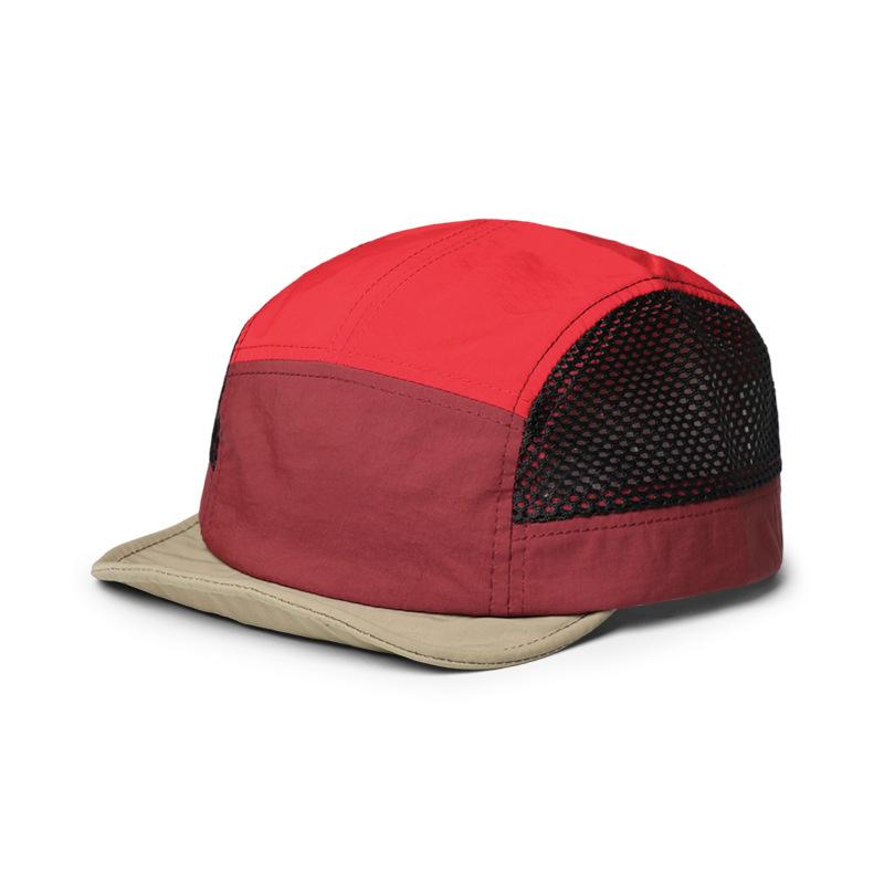 Summer mesh cap, breathable and quick-drying, short-brimmed baseball cap with color-blocked soft top, suitable for outdoor sports and sun protection