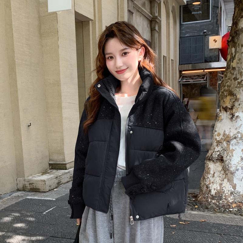 Updated Cotton-padded Jacket Womens Comfortable Fit Short Korean Version of Cotton-padded Jacket Stand Collar Student Winter Cotton-padded Jacket