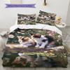 Calico Cat and Fresh Flowers Pattern Bedding Home Decoration Birthday Gift (1 * Duvet Cover + 2 * Pillowcase, Without Core)