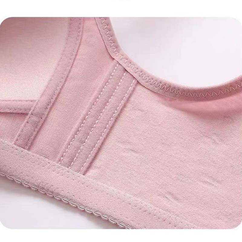 Front Buckle Middle-aged and Elderly Underwear Shaping Cup Printing Without Steel Ring Wide Shoulder Straps Large Size Ladies Tank Top Bra