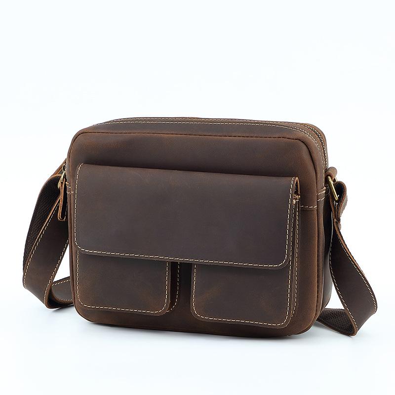 

Men s Genuine Leather Crossbody & Backpack - Retro Crazy Horse Design кавовий