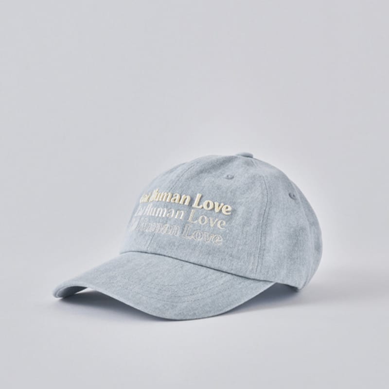 Human & Cat CAT HUMAN LOVE THREE LINE PIGMENT BALL CAP/ LIGHT BLUE