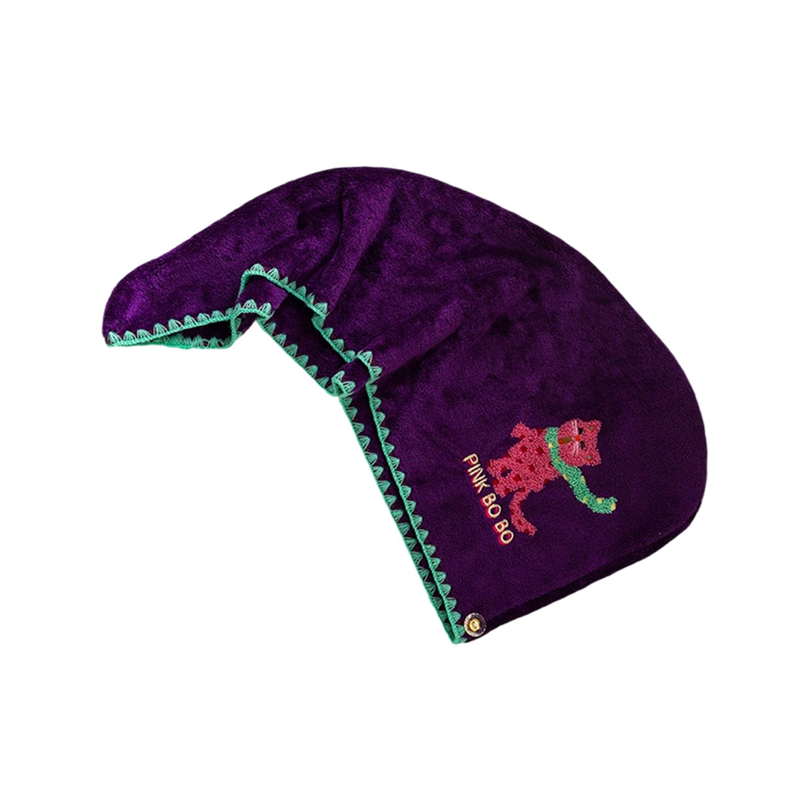 

Hair Drying Turban Strong Absorbent Coral Fleece Towel for Women Comfortable Anti Frizz Wrap for Kids Women фиолетовый