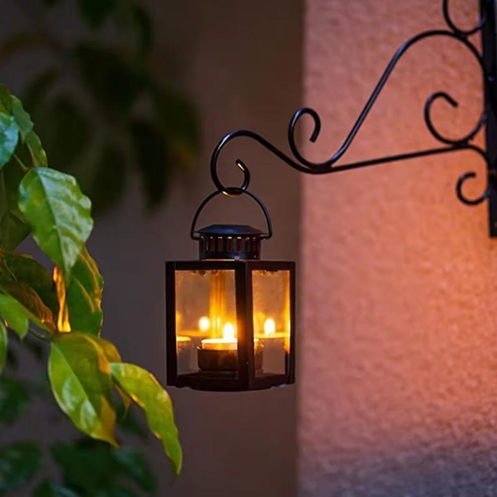 Wind-proof Lantern Candle Stand Black Outdoor Tea Light Iron Wind Lamp  Festival Gift