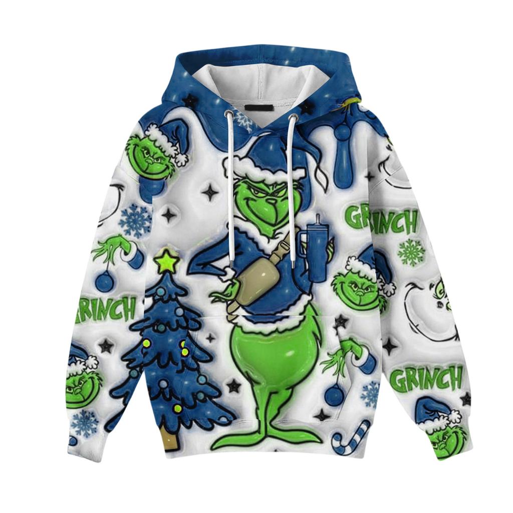 Christmas Hoodies For Women Funny Cute Printed Holiday Sweatshirt Winter Oversized Pullover Tops