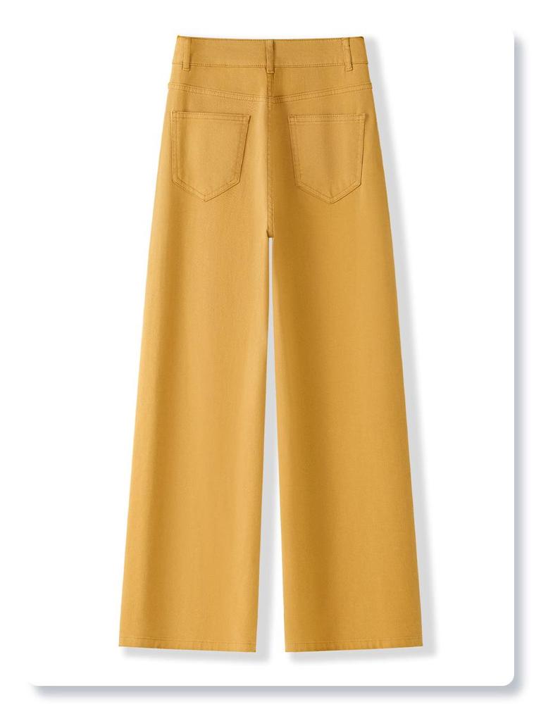 2025 Women's High-Waisted Yellow Wide-Leg Jeans: Slimming, Straight-Leg, Floor-Length, Spring Collection