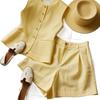 2025 Petite Women's European Style Yellow Vest & Shorts Set - Streetwear Summer Outfit