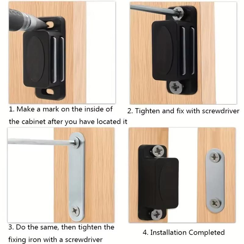 12 Pieces Cupboard Kitchen Furniture Magnetic Cabinet Door Latch Closures White Plastic Strong Powerful Magnet Catch