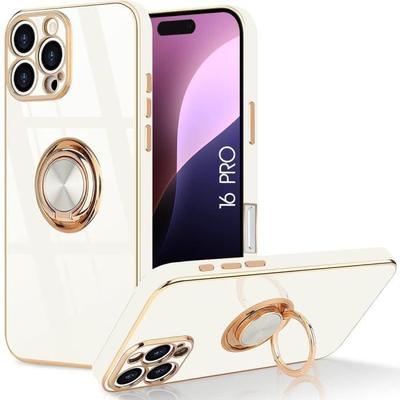 Silicone Case - Elegant Luxury - for iPhone 16 Pro - Anti-Scratch - Flexible - 360° Rotating Ring