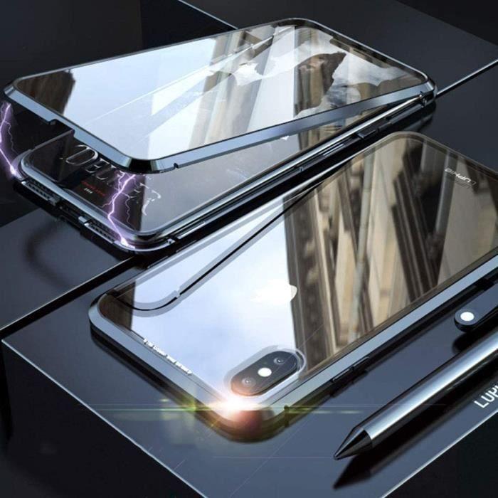 Kryt pro iphone x - xs - magnetická absorpce - kovový rám - tvrzené sklo - ultralehký
