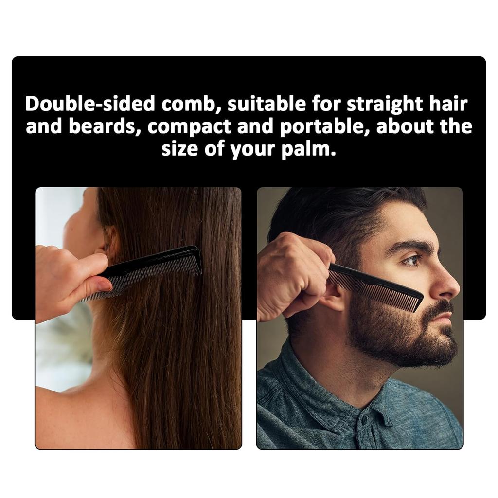 4 Pcs Professional Black Comb Set, Combs for Women and Man, Styling Comb, Rat Tail, Wide and Fine Tooth Hair Dressing Combs for Teasing and Parting,