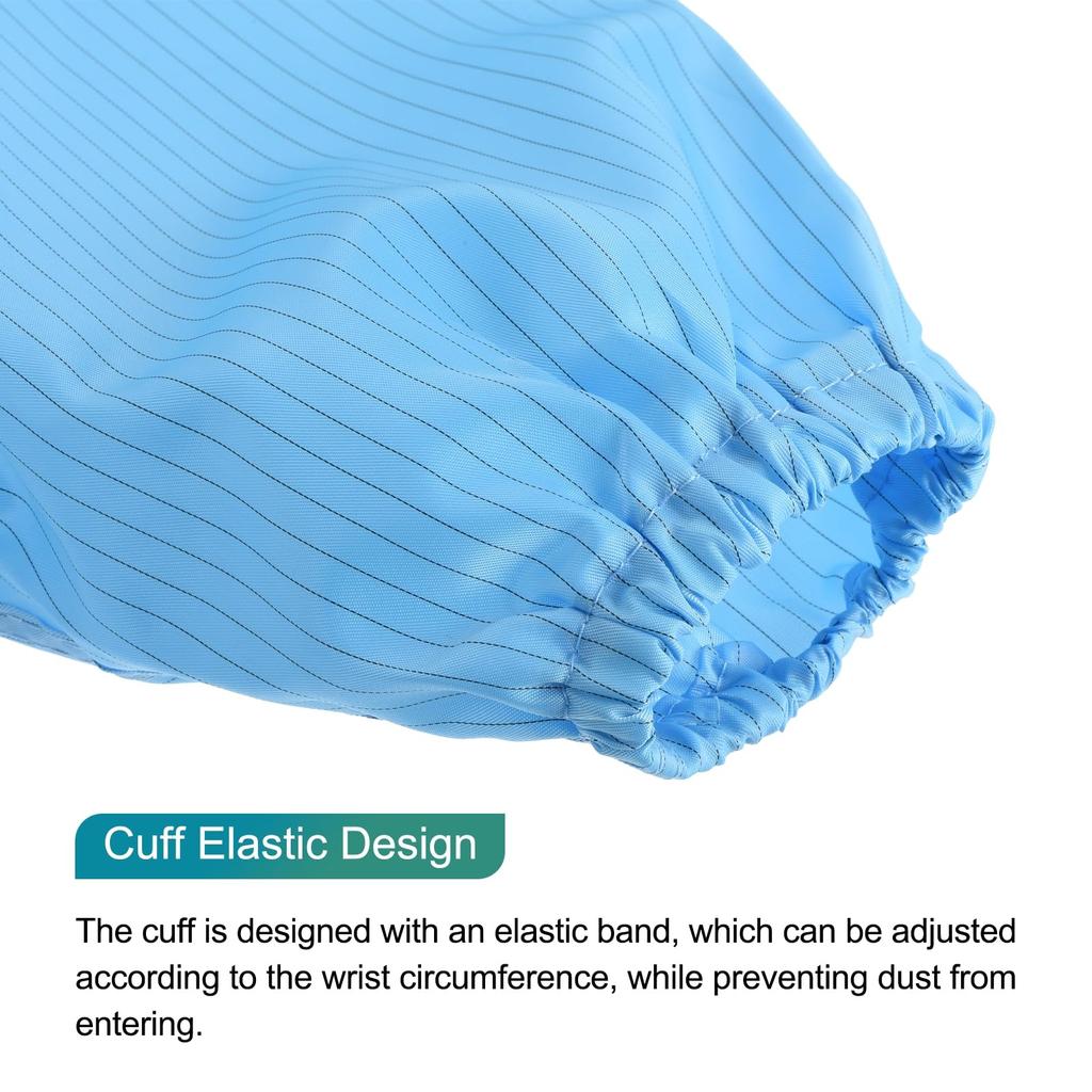 Uxcell ESD Lab Coat, Anti-Static Clothing, Scientific Jacket with Cuffs, Lapel Collar, and Hat, Uniform, Unisex (Blue, 3XL)