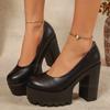 Runde Zehenpartie Slip-On Hoher Absatz Damen Pumps Elegant Rutschfeste Sohle Plateau Schuhe für Damen Bequem Para Mujer Größe 36