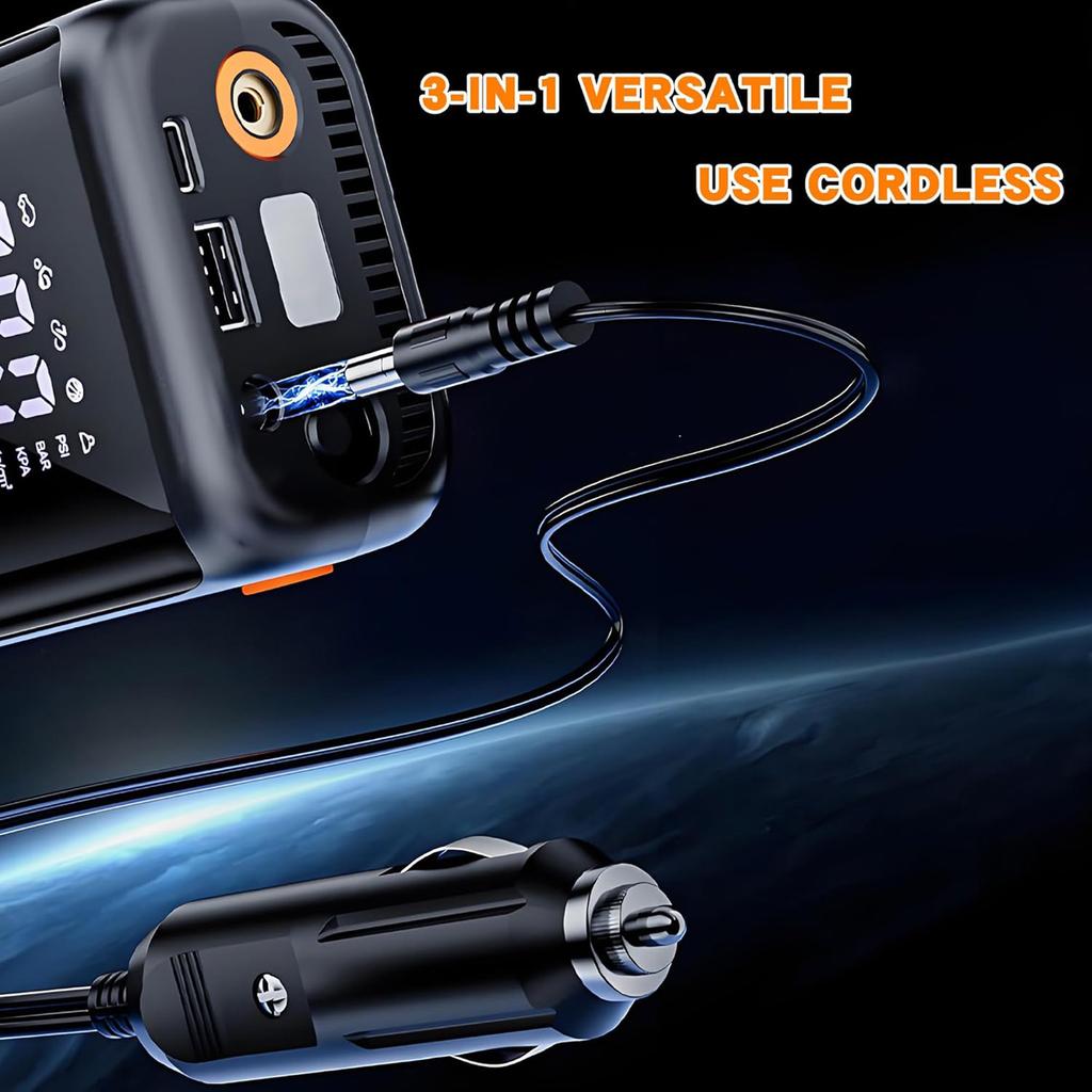 Tire Inflator Portable  Compressor Portable Cordless    with Digital Pressure Gauge 150PSI 3X Quick Inflation and Automatic Shutdown Function Aut