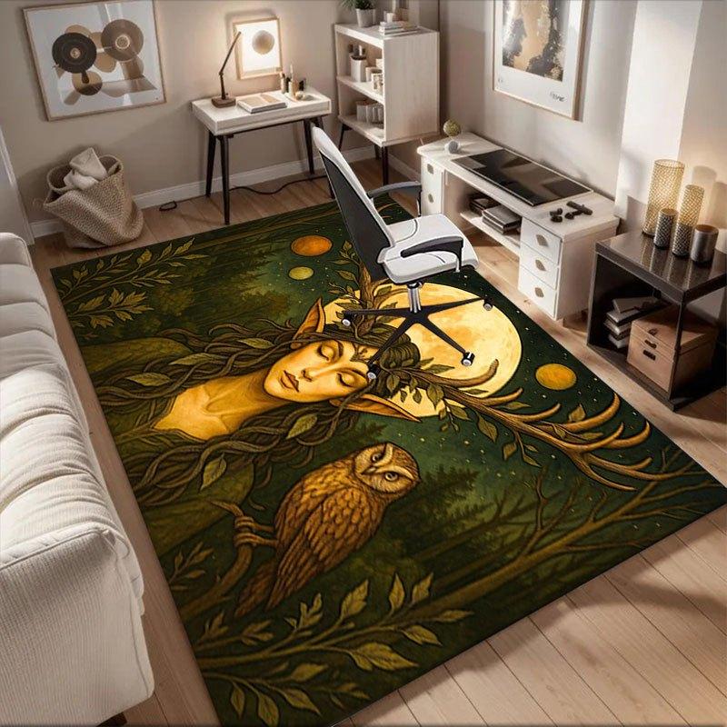 

Enchanted Forest Fantasy: Moonlit Fairy with Owl Office Mat Perfect for Home Decor Office Desk Chair Rugs Chair Carpet for office Polyester 60cm by 90cm