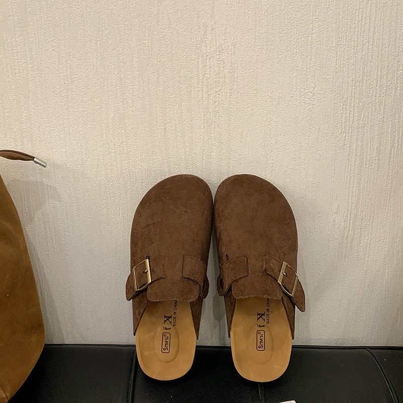 Baotou Half Slippers Women's Spring and Summer New Retro Versatile Single Shoes Large Size Lazy Outer Wear