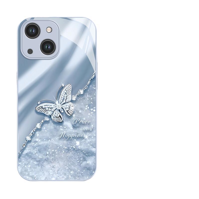 Gentle wind flash diamond butterfly mobile phone case gradual change glitter Apple 13promax protective case iPhone17