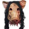 Halloween Chainsaw Massacre Pigsy Horror Mask with Hair - Pig Head Prank Mask
