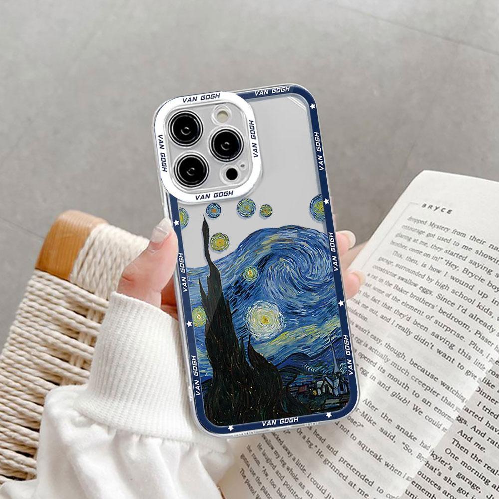 Retro Van Gogh Oil Painting Phone Case for IPhone 15 7 8 Plus SE2 11 13 12 14 Pro MAX XR XS X SE2 Vintage Art Cover Clear Fundas