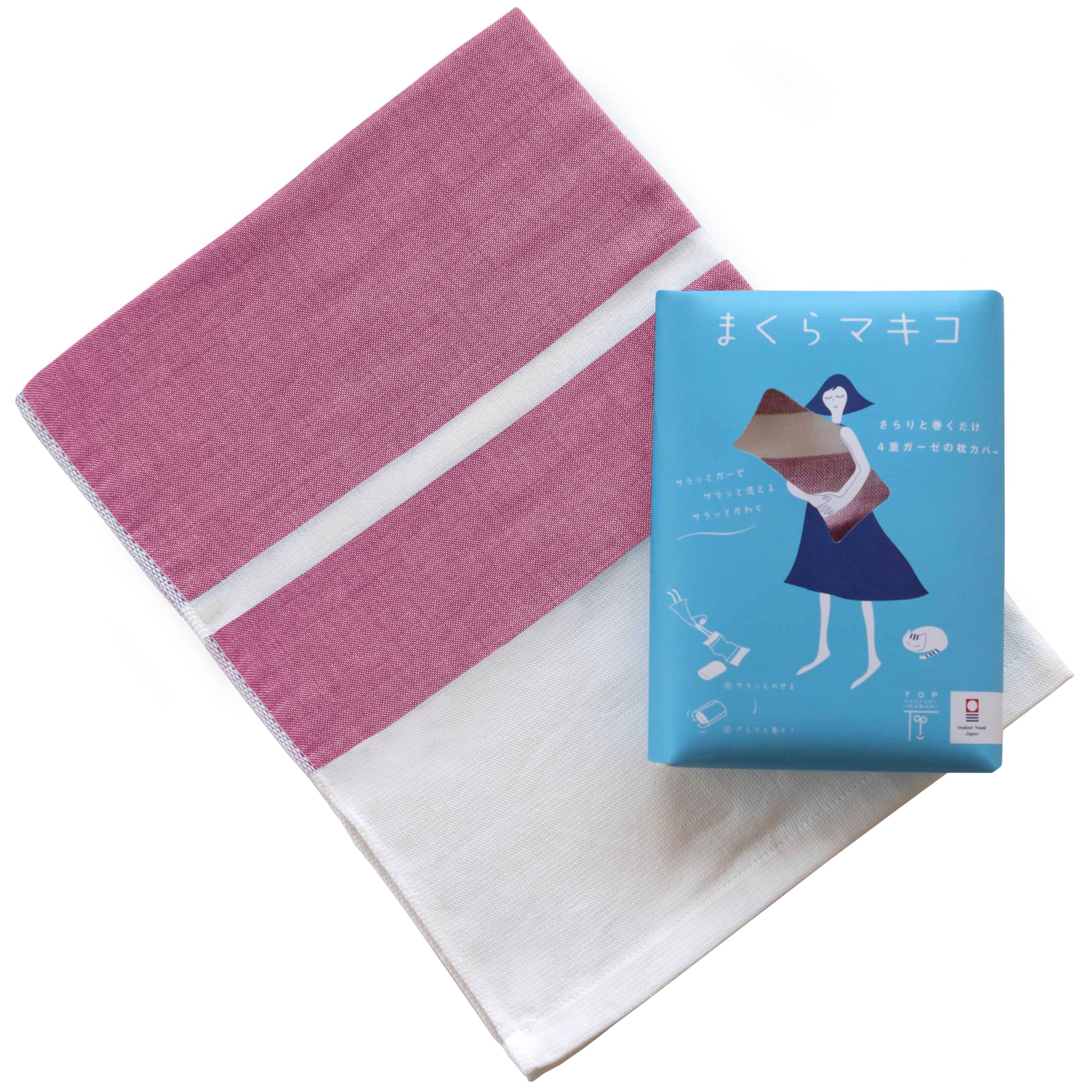 

Top Factory Imabari Gauze Imabari Terry Cotton Makura Made in Soft to the No Wine 4-Layer Wrap-Around Pillowcase, Quick-Drying, Cloth, 100% Gauze, винный