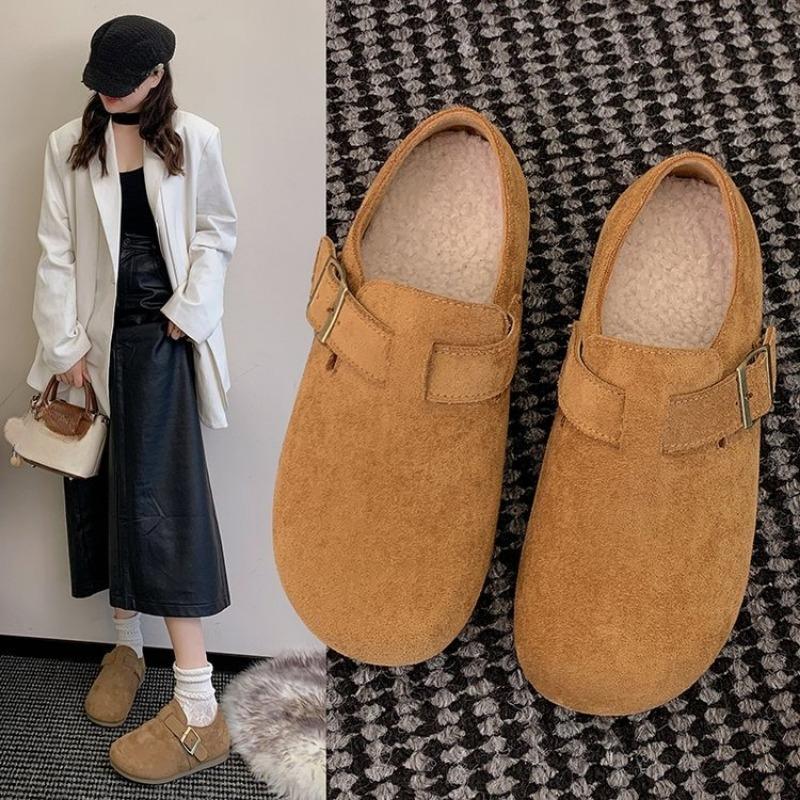 The New Style of Boken Cotton Shoes, One-step Woolen Shoes and Velvet Bean Shoes, Warm Women's Shoes