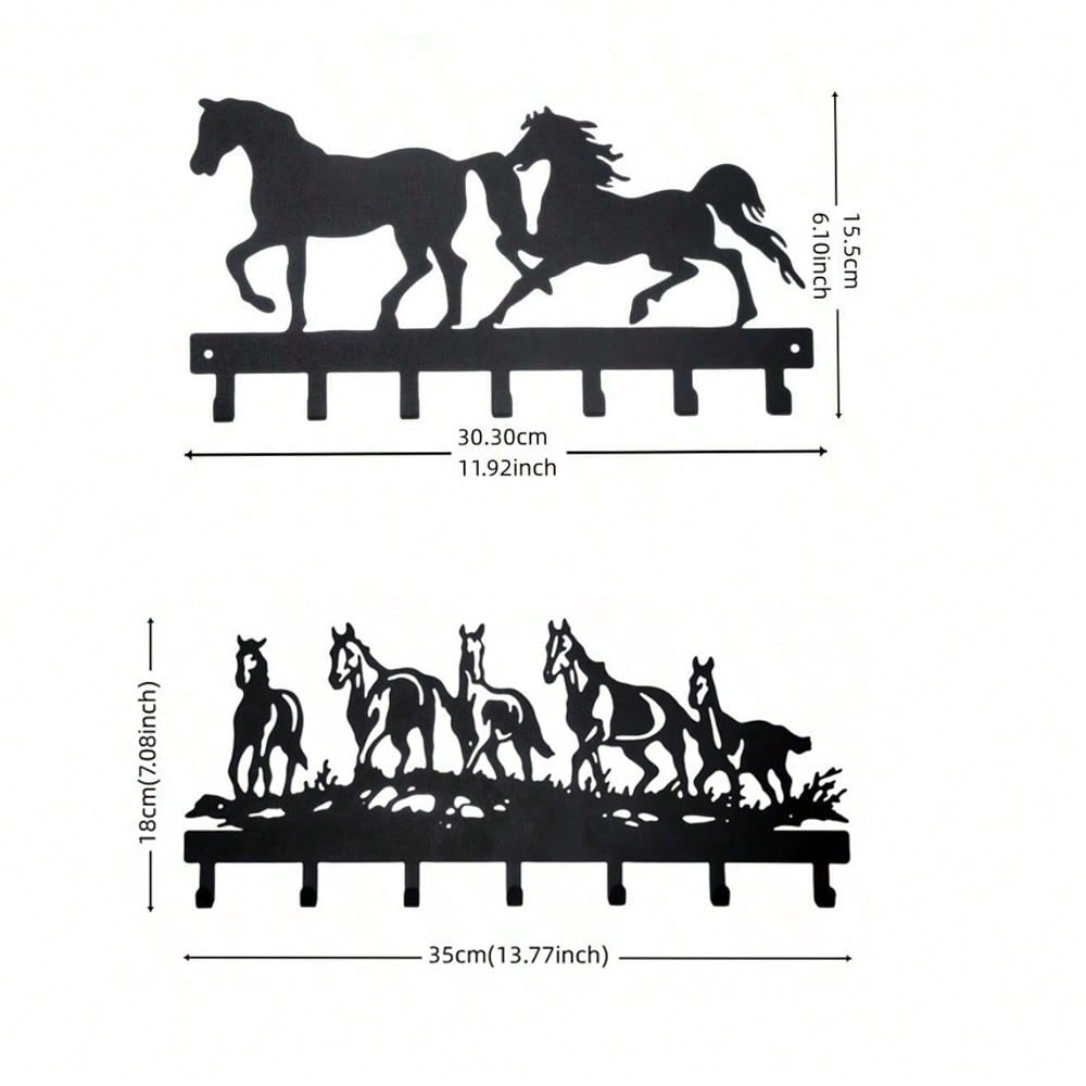 1Pcs 5 Horse Key Hook Hanger Wall Mounted Coat Rack Organizer for Entryway Office Living Room