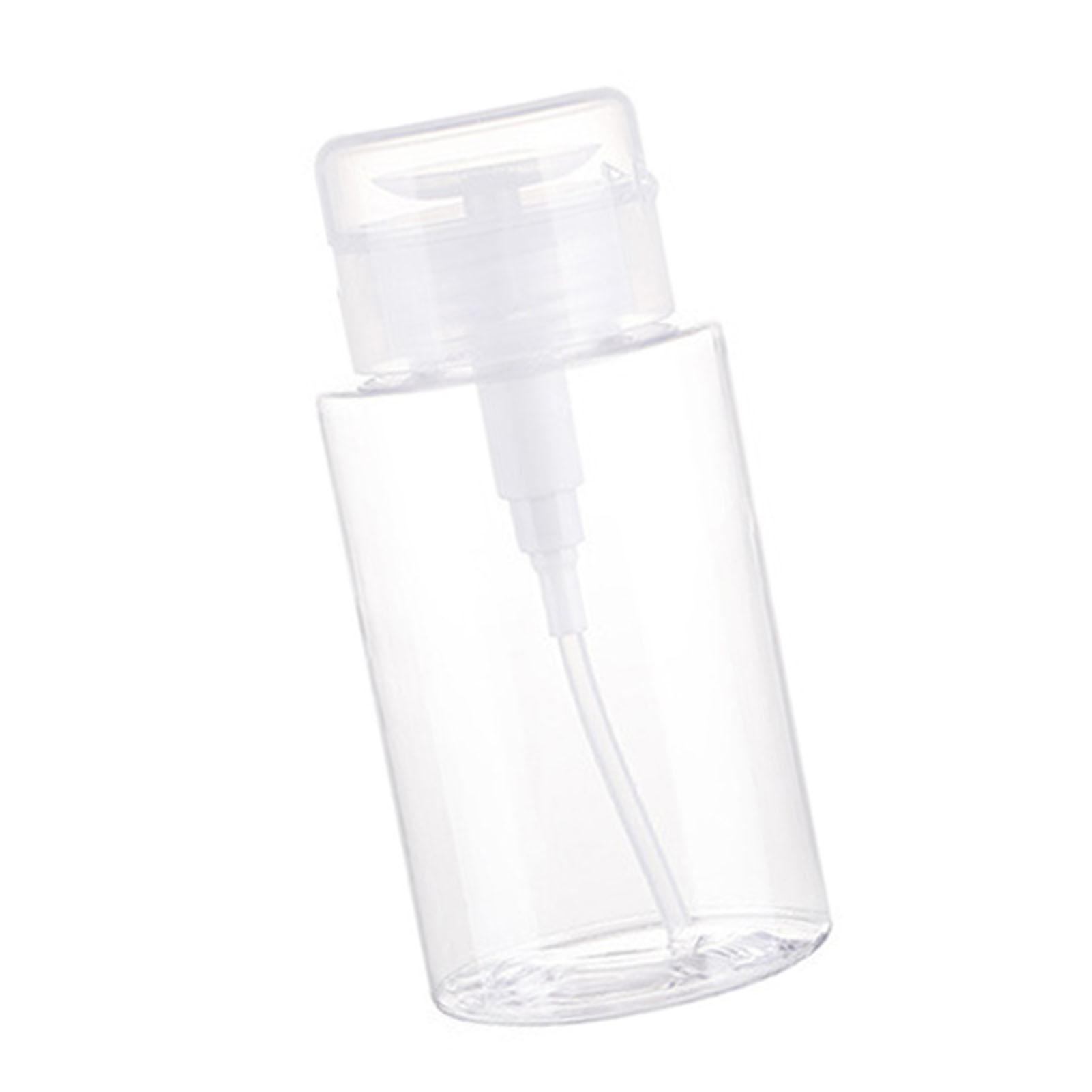 Push Down Pumping Empty Bottle with Dust Proof Lid Refillable Clear Press Pumping Dispenser Bottle for Nail Polish Makeup Remover