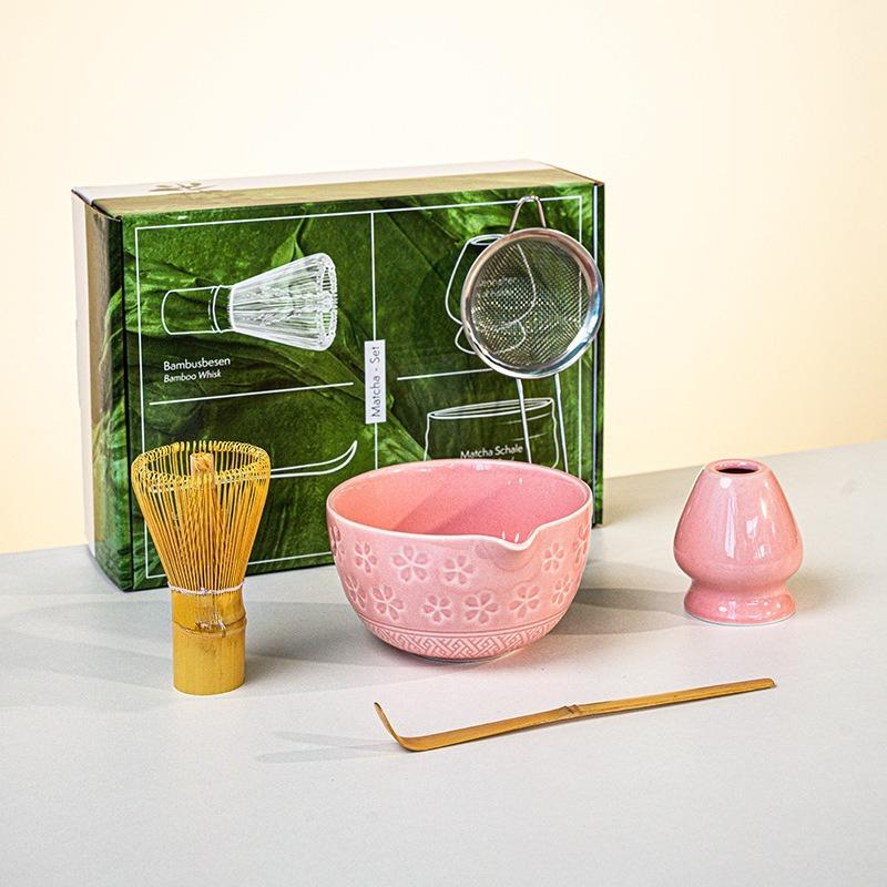 1/2pcs Traditional Japanese Matcha Bowl and Whisk Holder Tea Bowl with Pouring Spout for Office Table Tea Ceremony Party Gift