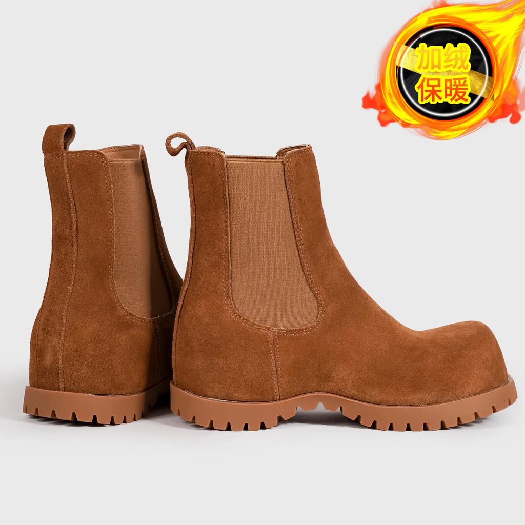 Fashion Women's Genuine Leather Marton Shoes Short Boots 2025 Winter Shoes Suede Lapel Retro Motorcycle Thick Sole Boots Add velvet