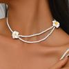 European and American Summer Bohemian Vacation Soft Pottery Flowers Stacked Collarbone Chain Egg Flower Beaded Necklace Female