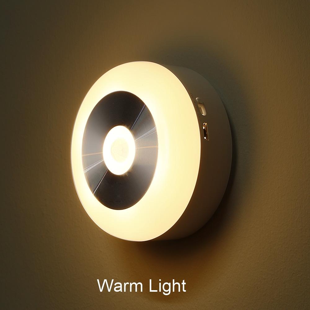 LED Night Light PIR body Motion Sensor USB Rechargeable Battery Powered Auto Wall Light Bedside Hanger/Sticker Cabinet