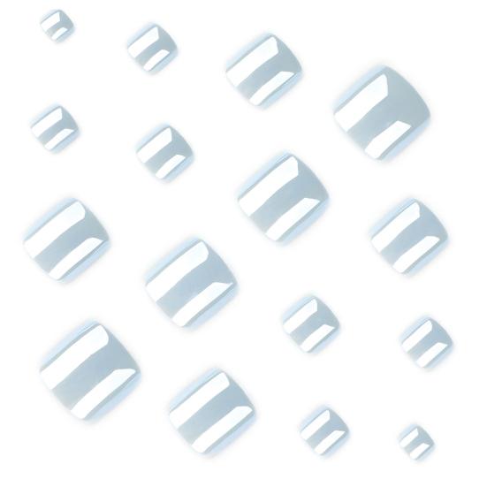24Pcs Short Square Press on Toenails for Women, Salon Quality Glossy Stick-on Fake Nails, Removable Glue on False Toe Nails for Summer