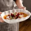 Ceramic Salad Dish Rectangular Meal Plate Artistic Steamed Fish Plate  Restaurant