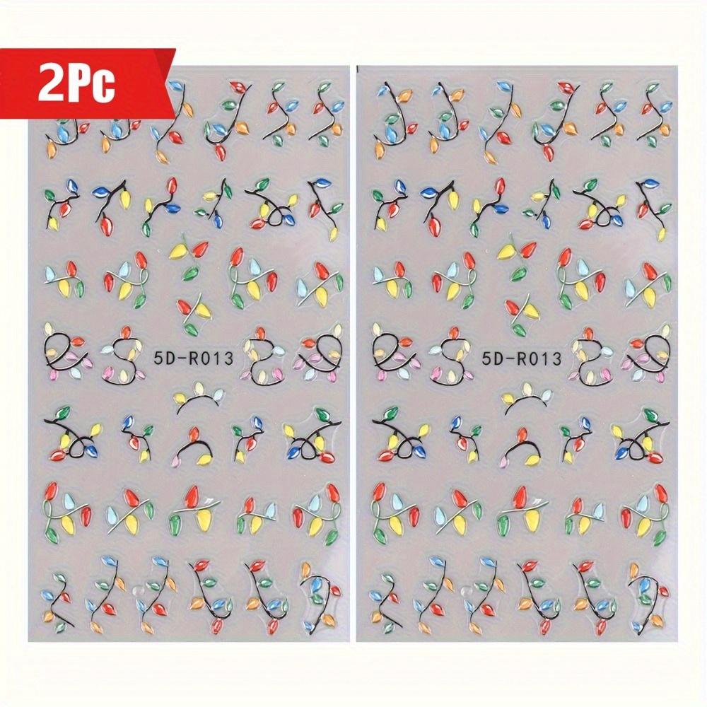 

Рождественские фототерапевтические наклейки для ногтей. 2 самоклеящихся фэнтези-дизайна для декора ногтей. чистый