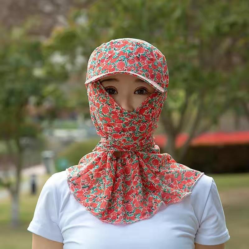 Portable Picking Tea Hat Flower Neck Protection Hat Anti-UV Sunshade Shawl Cap  Women