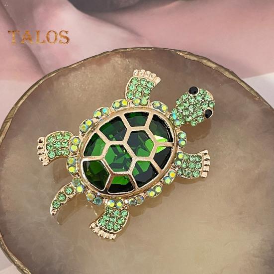 Women Turtle Brooch Rhinestone Anti-slip Faux Crystal Wear-resistant Suit Coat Collar Hat Scarf Decoration Clothes Pin Prom Party Garment Jewelry