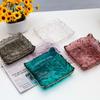 Square Glass Plate Phnom Penh Irregular Fruit Plate Small Snack Plate Living Room Decorative Plate Glass Crystal Plate Tableware