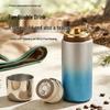 Gradient Color Titanium-Coated Thermos Cup with Portable Double-Drink Feature
