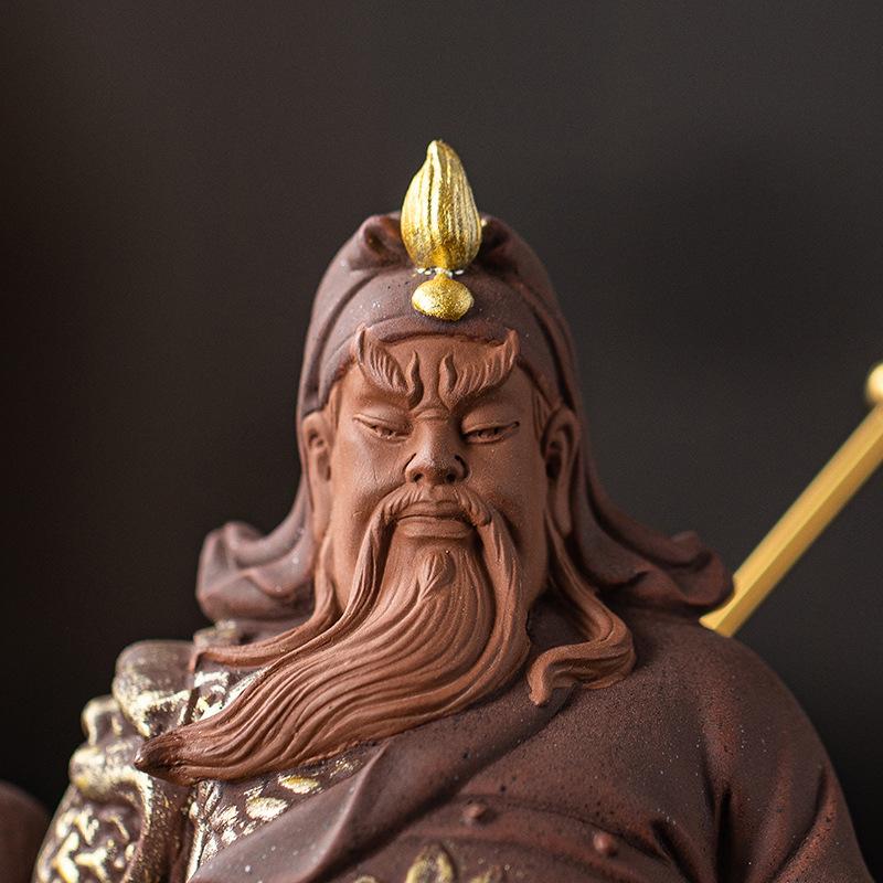 Ceramics God of Wealth Guan Gong Sculptures and Statue Chinese Characteristic  Home Room Office Table Decoration and Accessories
