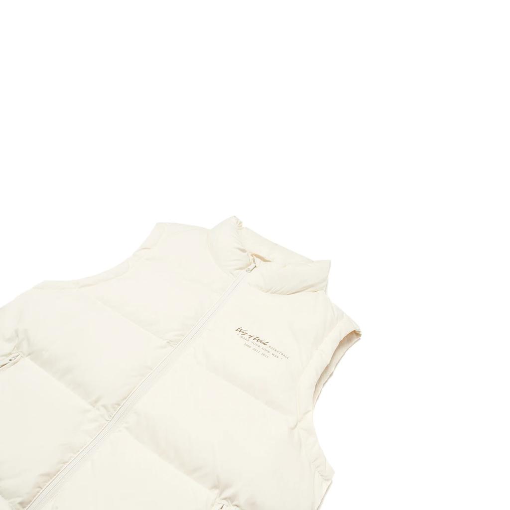 Li-Ning Wade Series Solid Color Stand Collar Water-Resistant Down Vest Men Vests Off-White AMRT029-2