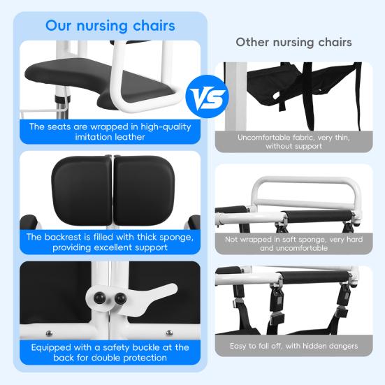 Patientenlifter Transferstuhl, 5-in-1 Patientenlifter Rollstuhl mit 180 Grad geteiltem Sitz, Höhenverstellbarer Lifter Transferstuhl für Zuhause Senioren Ältere