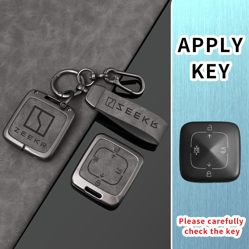 Zinc Alloy Leather Car Key Case Cover, For Zeekr 001 007 009 Zeekr X Zeekr Nfc Holder Shell Fob Protective Keychain Accessories