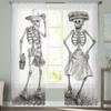 Skull Skeleton Hat Bottle White Tulle Sheer Window Curtains for Living Room the Bedroom Modern Voile Organza Curtains Drapes