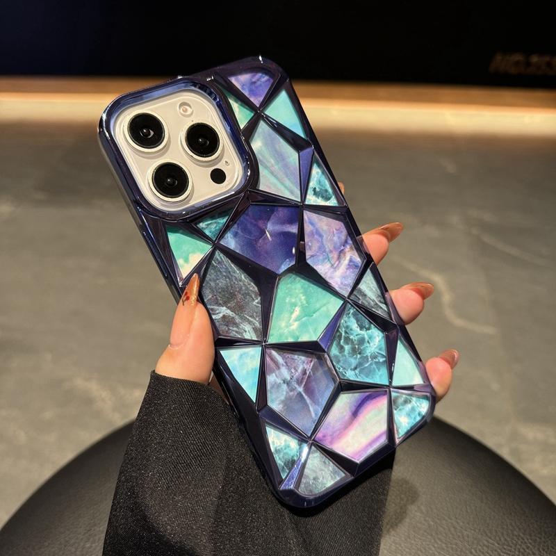 Color Glitter Marble Pattern Laser Phone Case For iPhone 11 12 13 14 15 16 Pro Max Plus Shockproof Bumper Cover