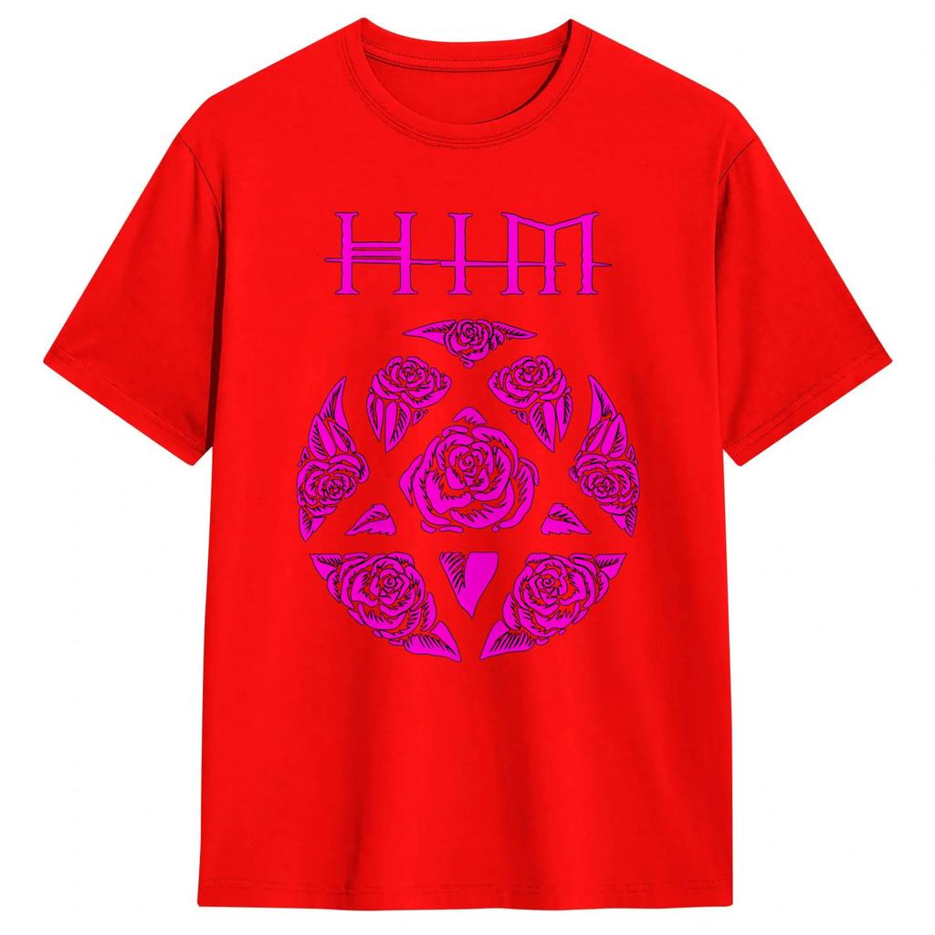 Unisexs TShirt Love Metal Band HIM Heartagram Vintage Cotton Tee Shirt Short Sleeve T Shirts Crewneck Clothing Plus Size